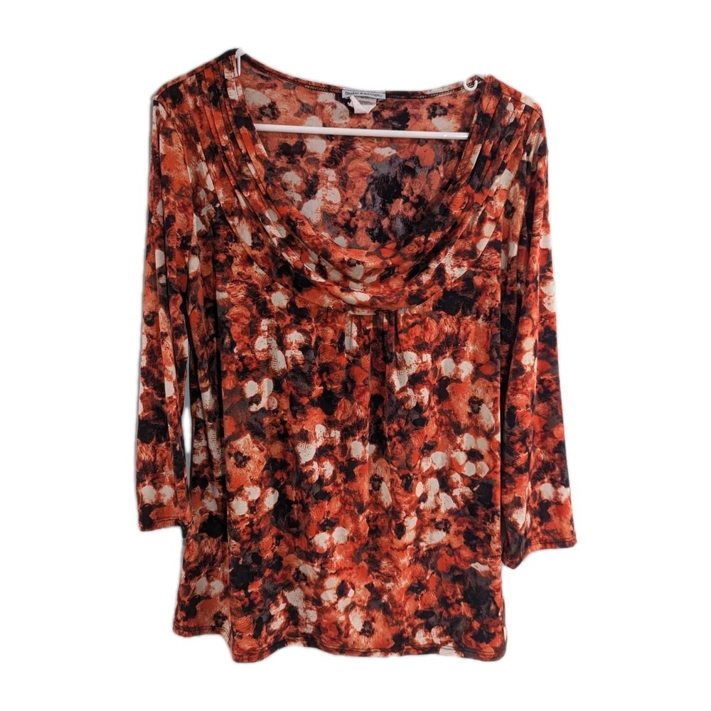 Bleeker & Mcdougle Shirt Y2K Fairy Orange Cowl Neck Mature Fall Blouse Womens XL
